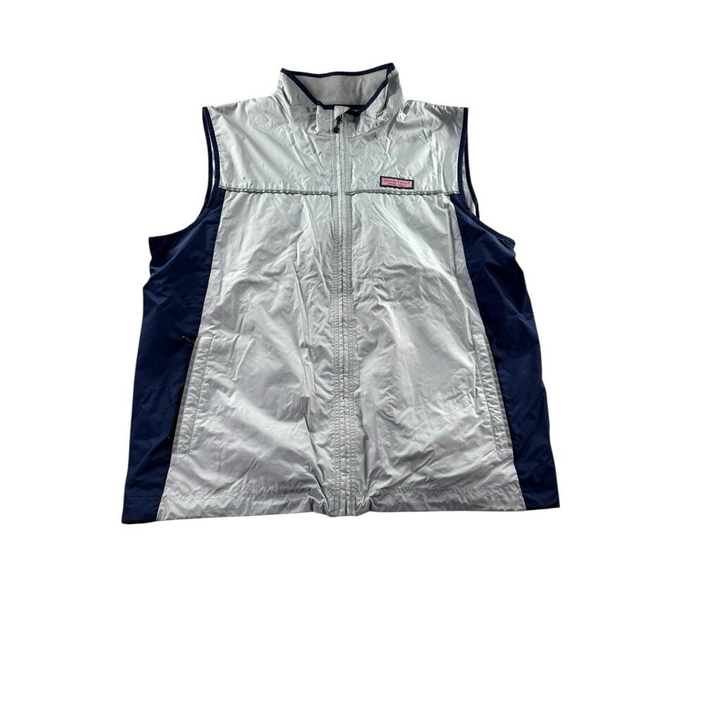 Vineyard Vines Nor'Easter Vest Mens XL Two Tone Gray Navy Full Zip Performance